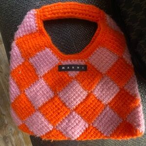 Marni Orange and Pink Checkered Bag